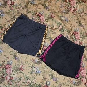 Women’s Black Athletic Shorts with Pink or Yellow Stripe Trim